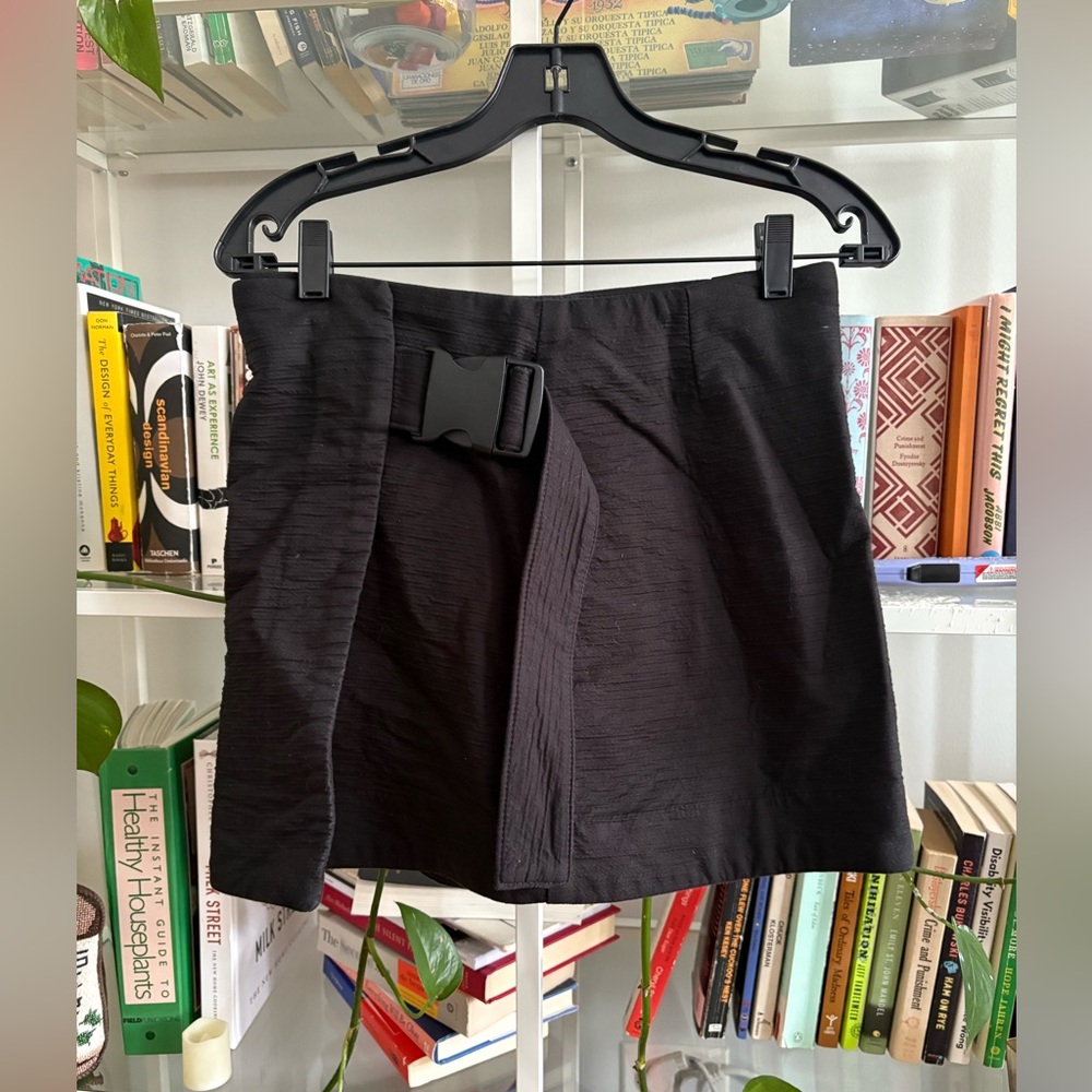 Black buckle, wrap skirt